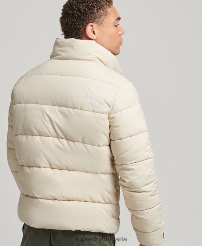 Superdry облекло N00H996 бежово мъже спортно пухено яке без качулка