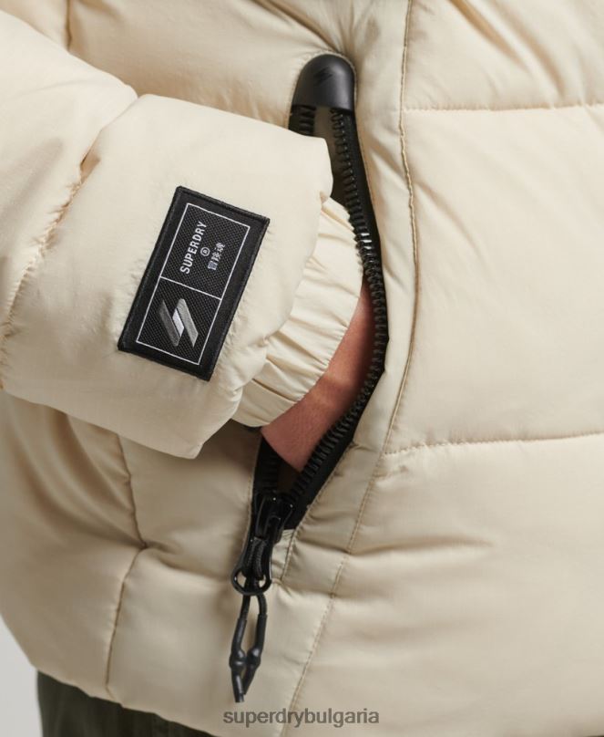 Superdry облекло N00H996 бежово мъже спортно пухено яке без качулка