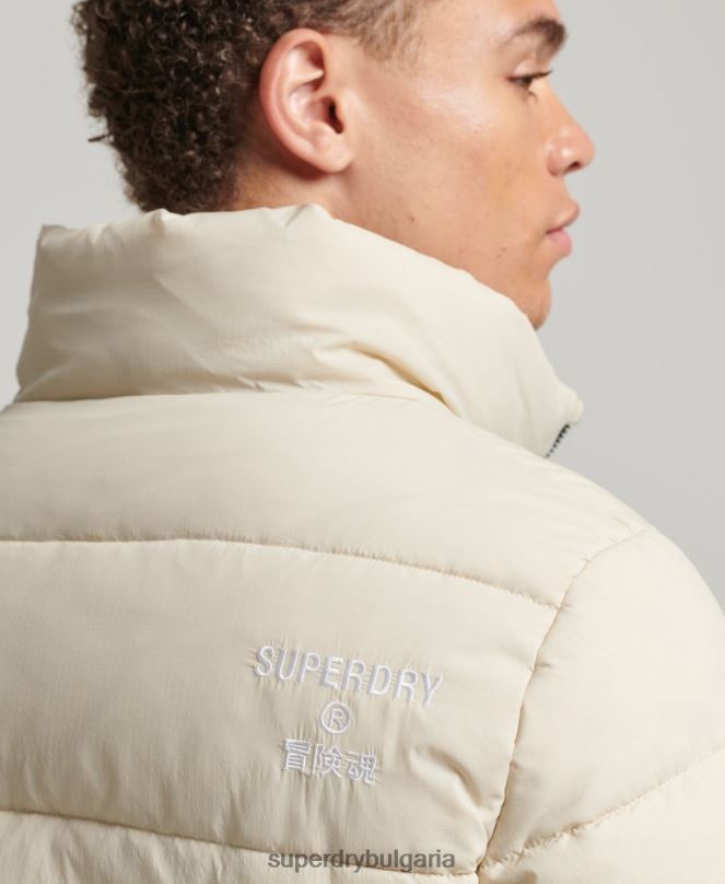 Superdry облекло N00H996 бежово мъже спортно пухено яке без качулка