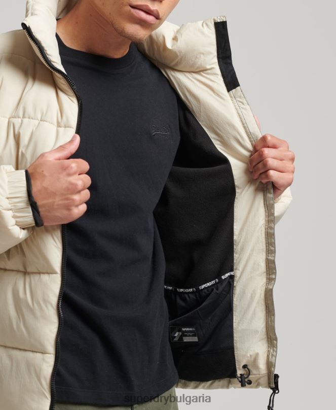 Superdry облекло N00H996 бежово мъже спортно пухено яке без качулка