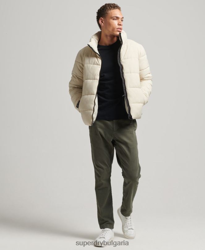 Superdry облекло N00H996 бежово мъже спортно пухено яке без качулка