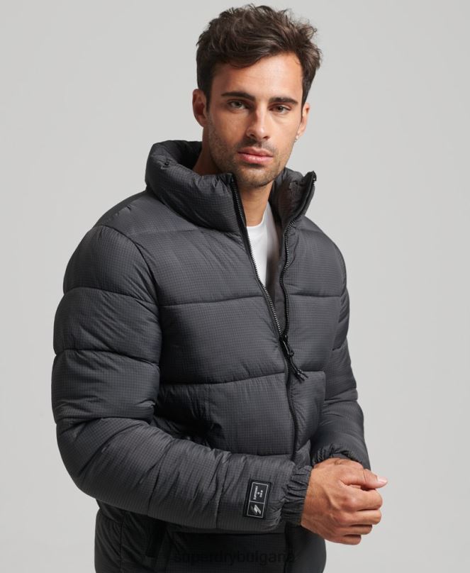 Superdry облекло N00H997 черен мъже спортно пухено яке без качулка