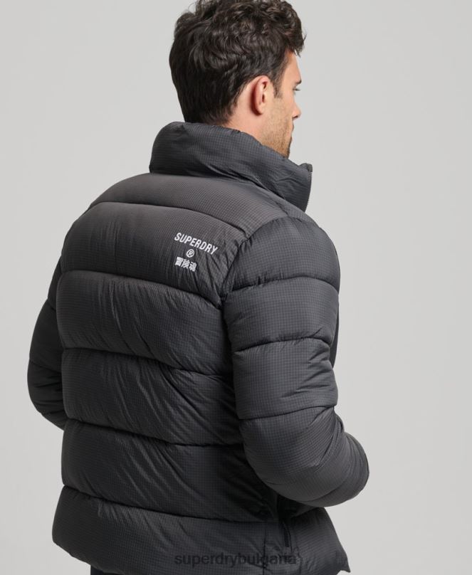 Superdry облекло N00H997 черен мъже спортно пухено яке без качулка