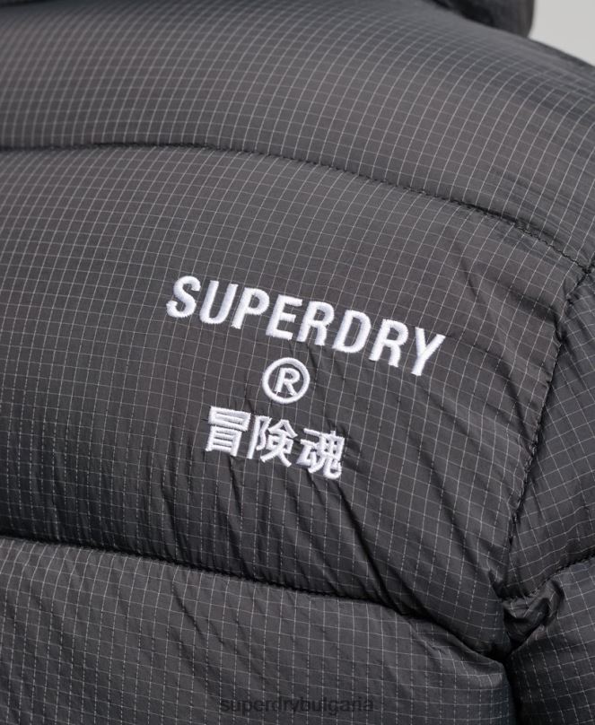 Superdry облекло N00H997 черен мъже спортно пухено яке без качулка