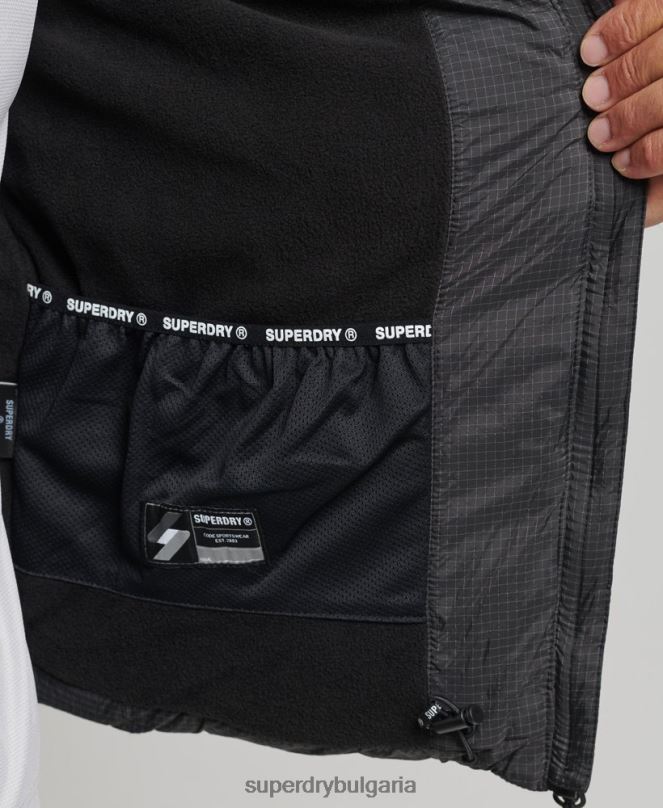 Superdry облекло N00H997 черен мъже спортно пухено яке без качулка