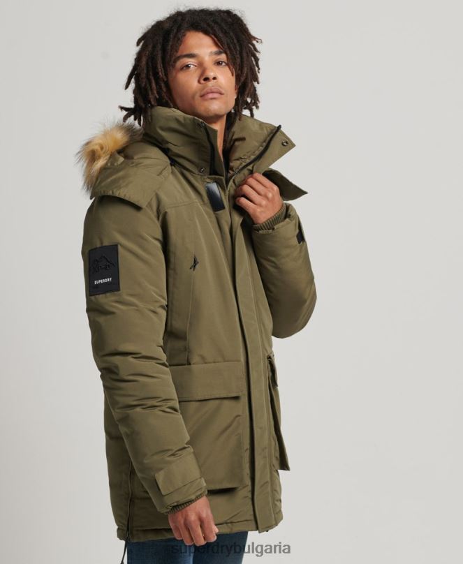 Superdry облекло N00H999 каки мъже яке everest parka с изкуствена кожа и качулка