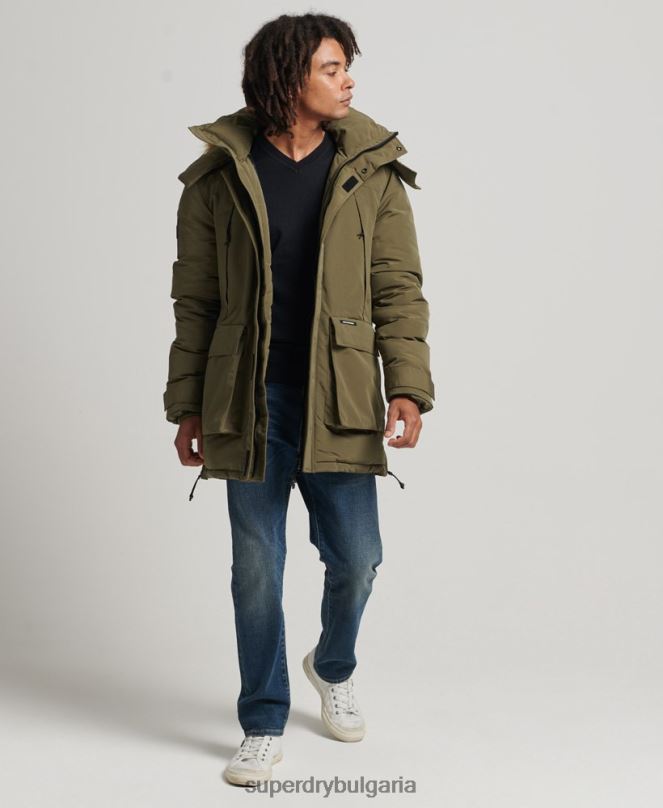 Superdry облекло N00H999 каки мъже яке everest parka с изкуствена кожа и качулка