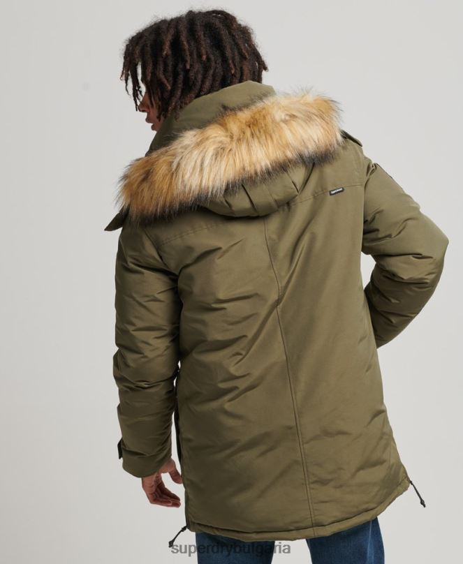 Superdry облекло N00H999 каки мъже яке everest parka с изкуствена кожа и качулка