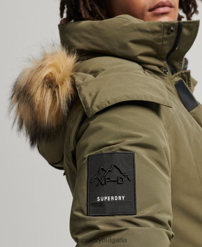 Superdry облекло N00H999 каки мъже яке everest parka с изкуствена кожа и качулка