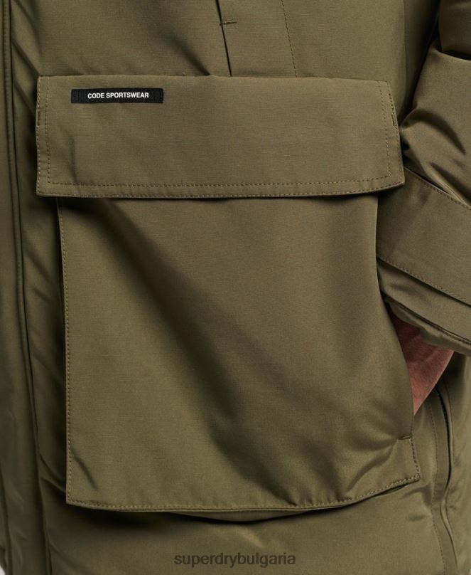 Superdry облекло N00H999 каки мъже яке everest parka с изкуствена кожа и качулка