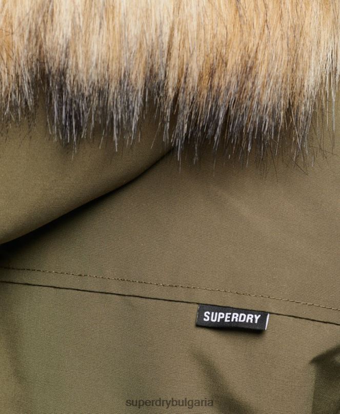 Superdry облекло N00H999 каки мъже яке everest parka с изкуствена кожа и качулка