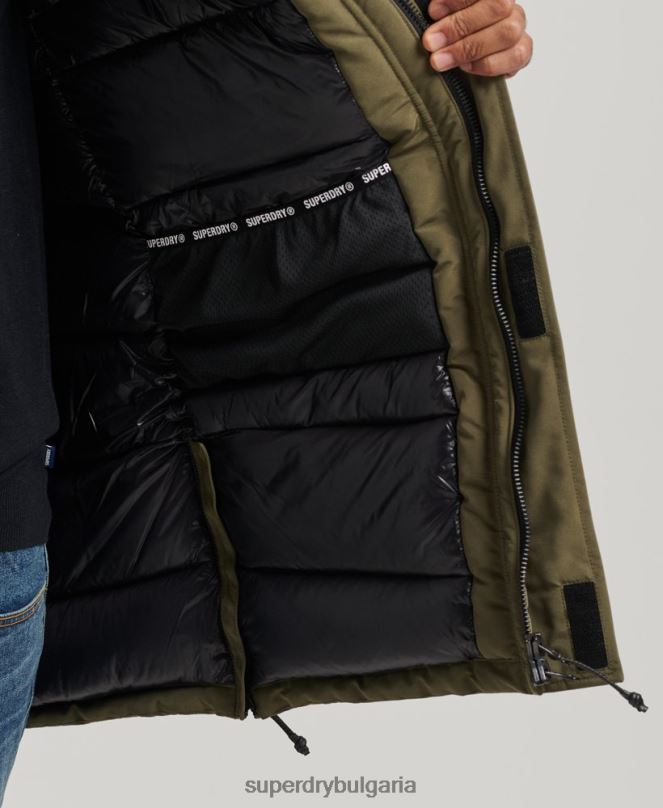Superdry облекло N00H999 каки мъже яке everest parka с изкуствена кожа и качулка