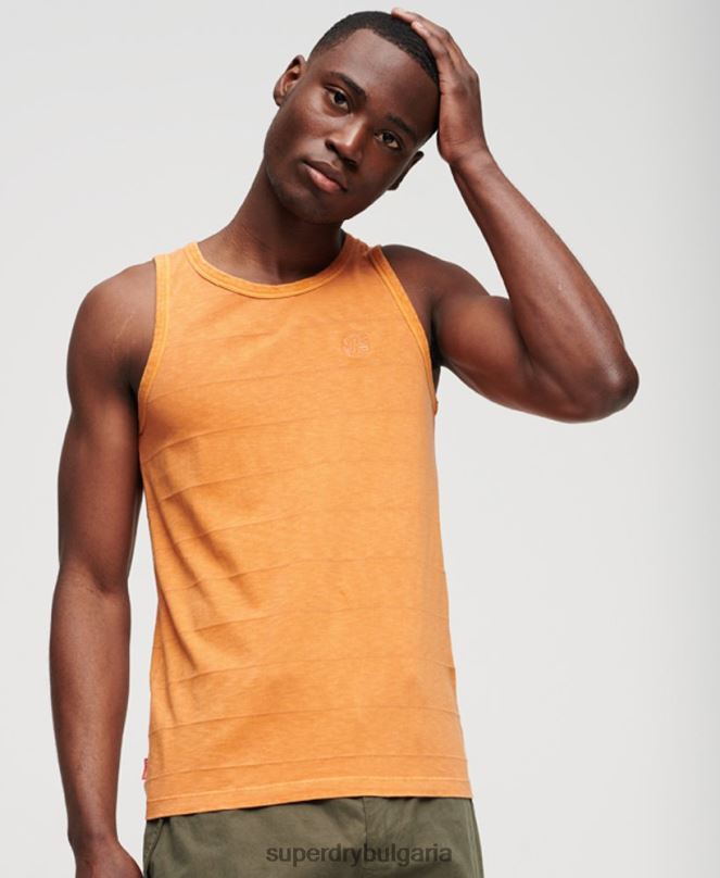 Superdry облекло N00H11 оранжево мъже потник с ретро текстура от органичен памук