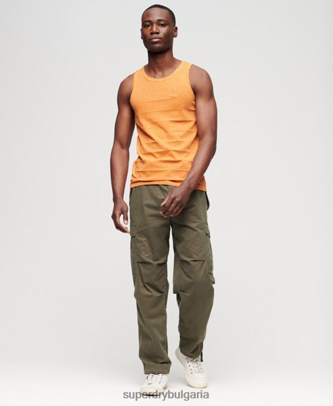 Superdry облекло N00H11 оранжево мъже потник с ретро текстура от органичен памук