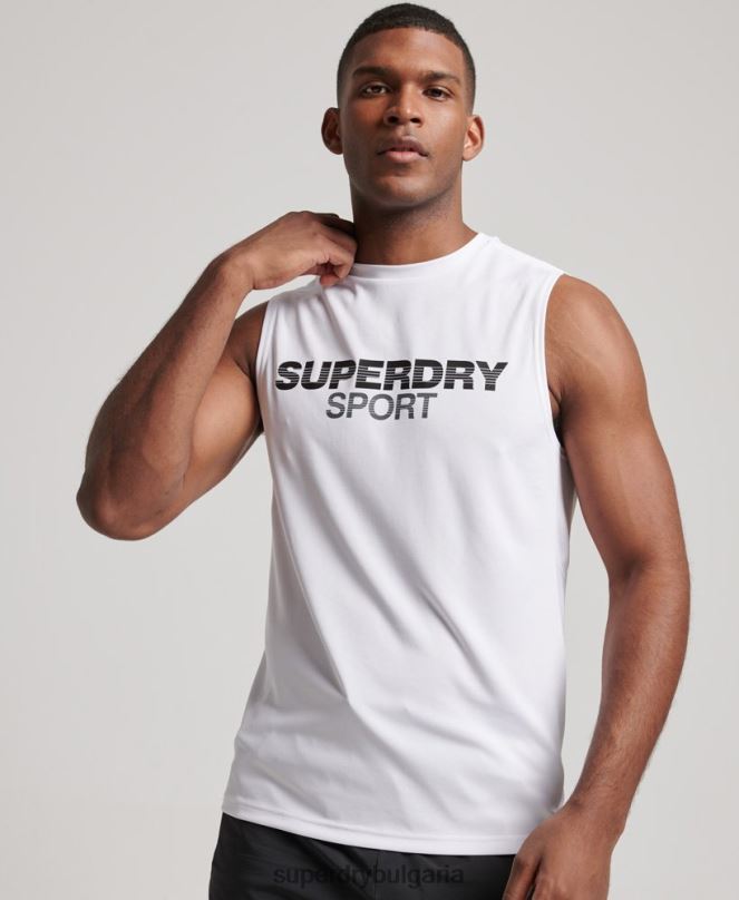 Superdry облекло N00H1418 бяло мъже горнище с активна жилетка