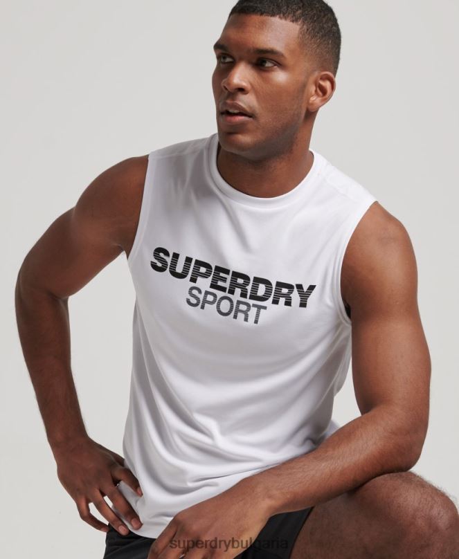 Superdry облекло N00H1418 бяло мъже горнище с активна жилетка