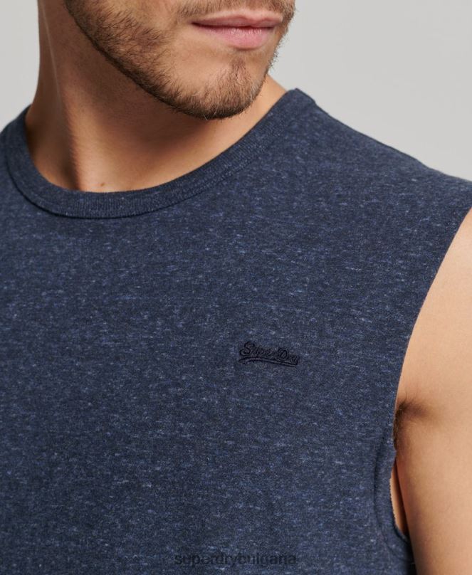 Superdry облекло N00H1445 военноморски флот мъже потник с ретро лого от органичен памук