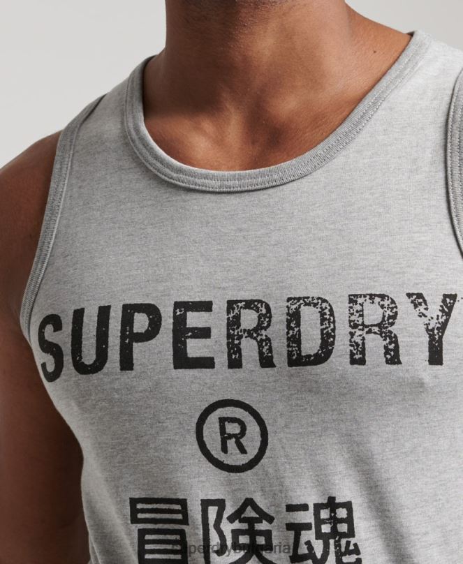 Superdry облекло N00H1446 сиво мъже ретро елек с лого на корпорацията