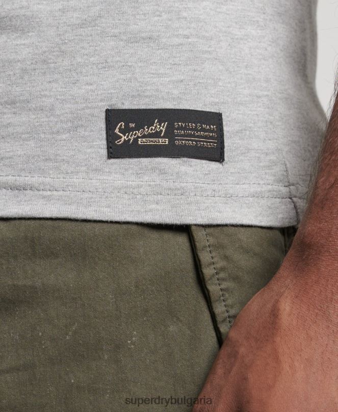 Superdry облекло N00H1446 сиво мъже ретро елек с лого на корпорацията