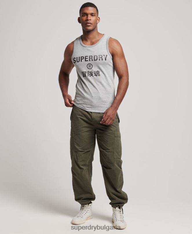 Superdry облекло N00H1446 сиво мъже ретро елек с лого на корпорацията