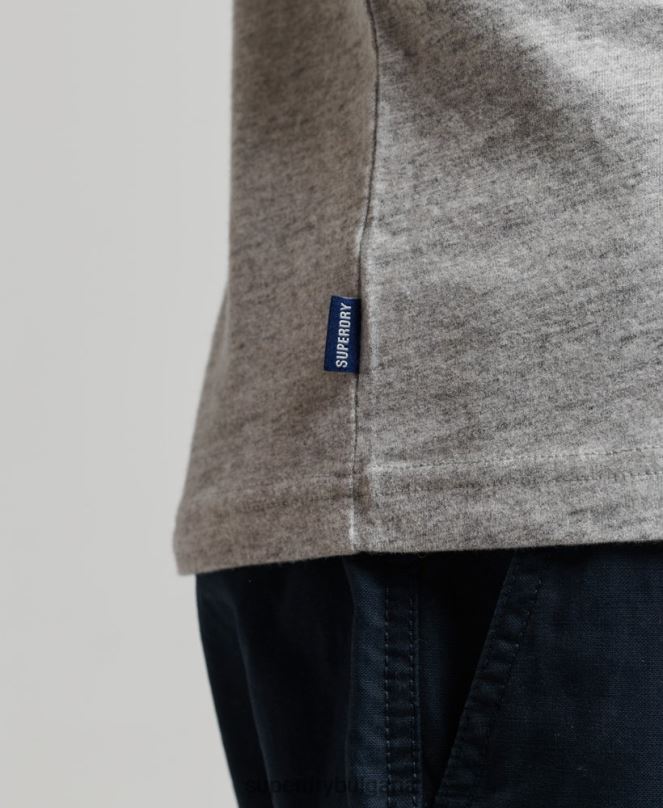 Superdry облекло N00H1447 сиво мъже потник с ретро лого от органичен памук