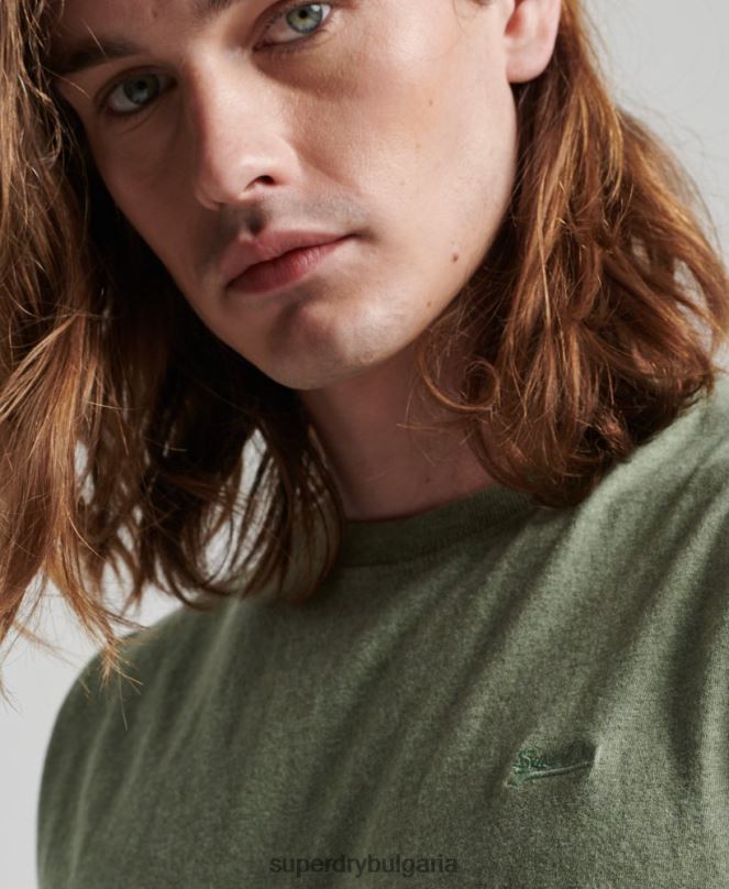 Superdry облекло N00H1449 зелено мъже потник с ретро лого от органичен памук