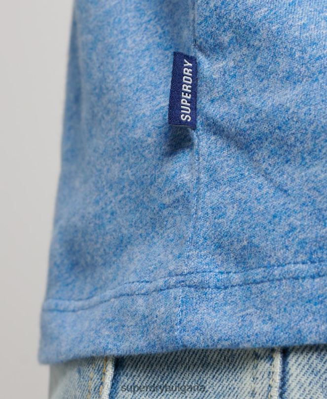 Superdry облекло N00H1451 син мъже потник с ретро лого от органичен памук