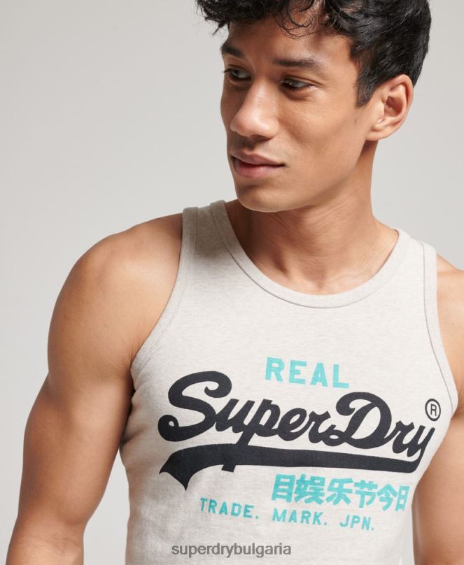 Superdry облекло N00H1453 сметана мъже Винтидж горнище с жилетка с лого
