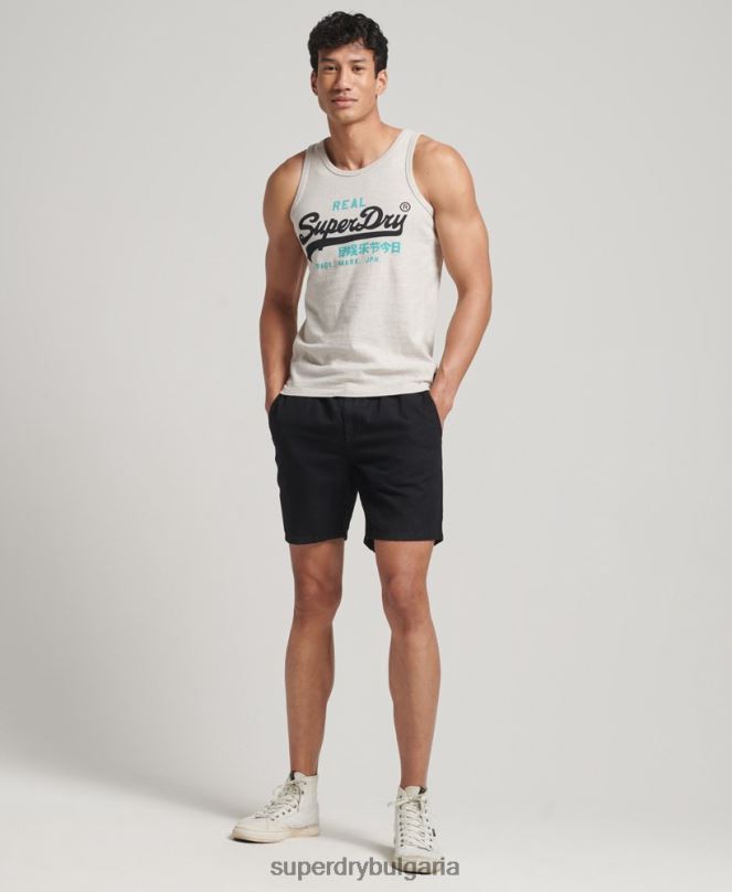 Superdry облекло N00H1453 сметана мъже Винтидж горнище с жилетка с лого
