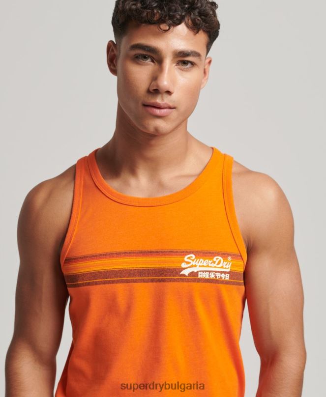 Superdry облекло N00H1454 оранжево мъже елек кали с ретро лого