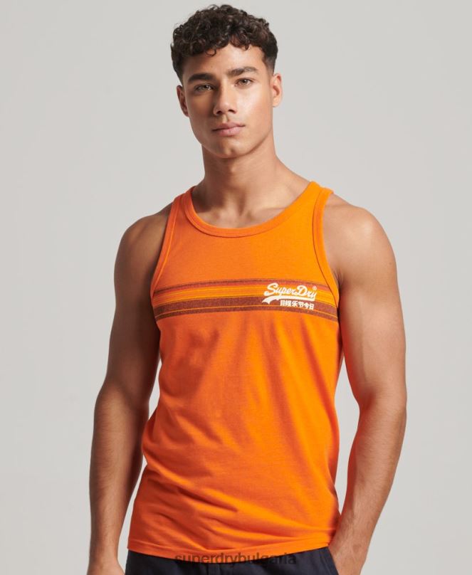Superdry облекло N00H1454 оранжево мъже елек кали с ретро лого