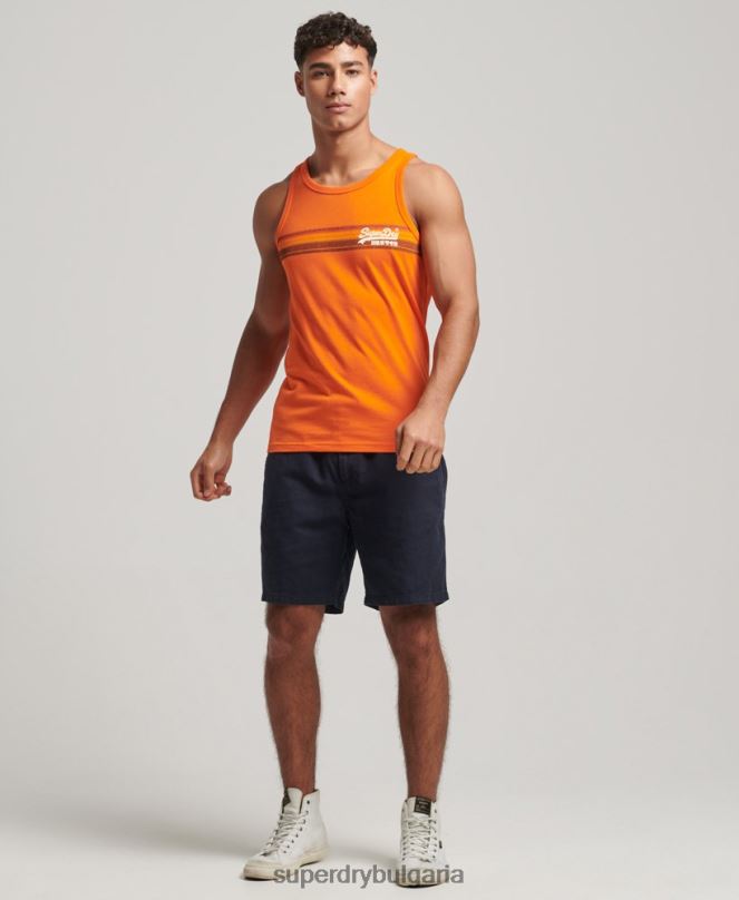 Superdry облекло N00H1454 оранжево мъже елек кали с ретро лого