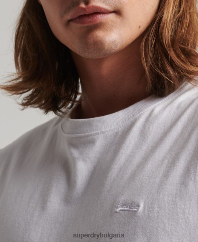 Superdry облекло N00H1455 бяло мъже потник с ретро лого от органичен памук