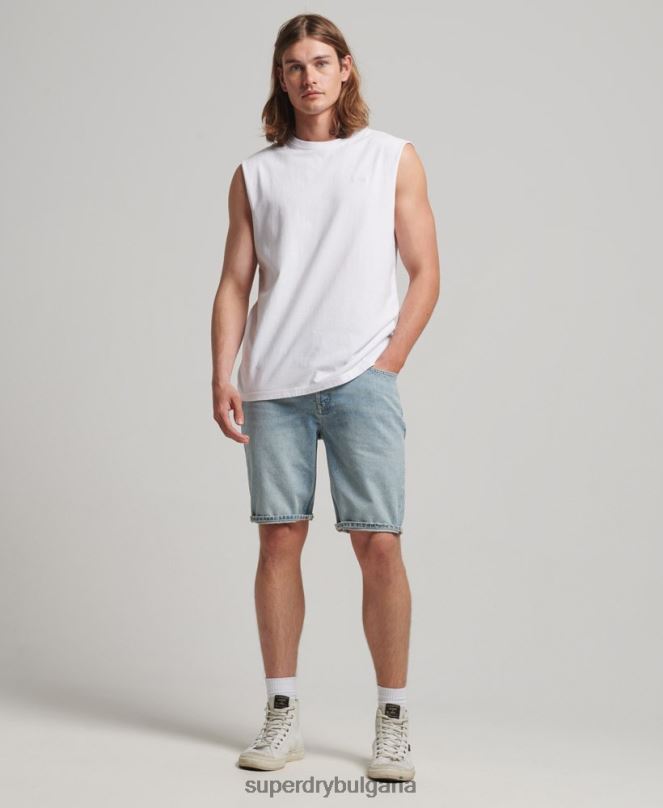 Superdry облекло N00H1455 бяло мъже потник с ретро лого от органичен памук