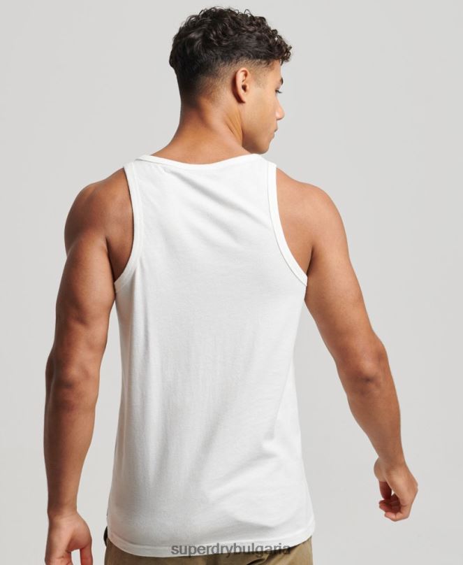 Superdry облекло N00H1458 бяло мъже класически горнище с жилетка за реколта