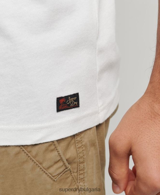 Superdry облекло N00H1458 бяло мъже класически горнище с жилетка за реколта