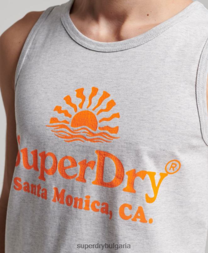 Superdry облекло N00H1473 светло сив мъже неонова жилетка за винтидж място