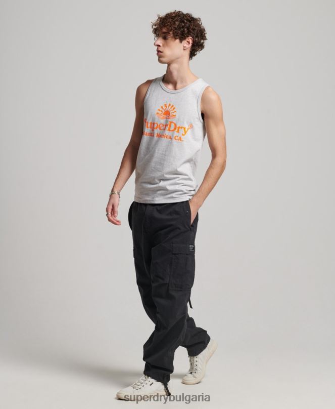 Superdry облекло N00H1473 светло сив мъже неонова жилетка за винтидж място