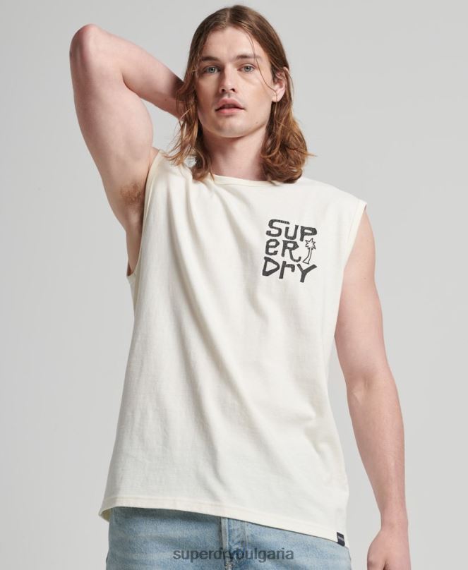 Superdry облекло N00H1478 сметана мъже Винтидж племенна жилетка за сърф