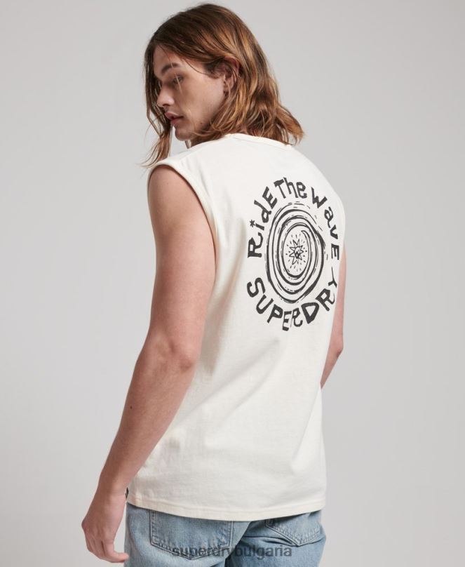 Superdry облекло N00H1478 сметана мъже Винтидж племенна жилетка за сърф