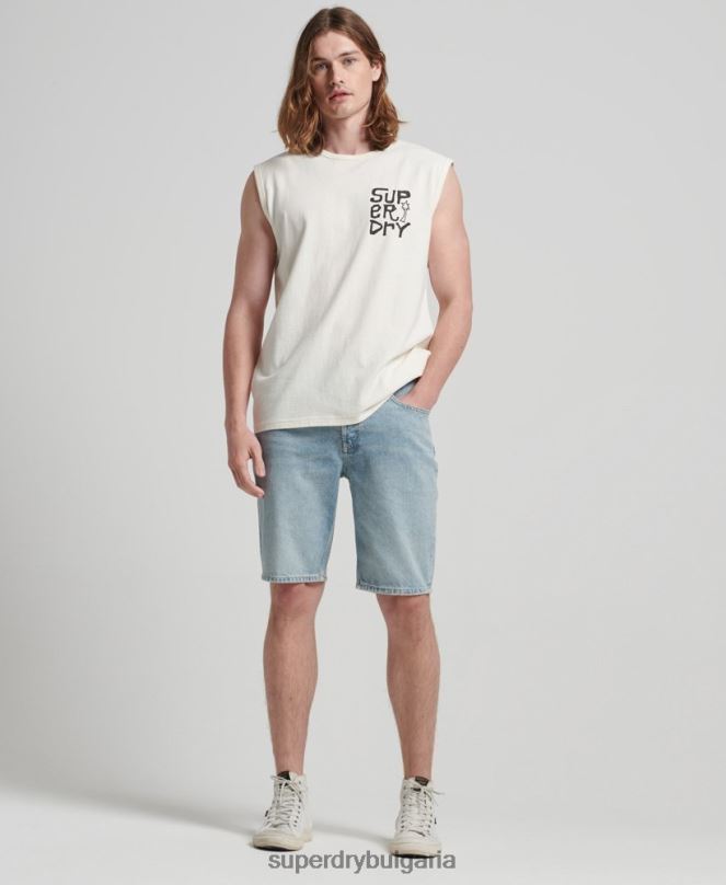 Superdry облекло N00H1478 сметана мъже Винтидж племенна жилетка за сърф