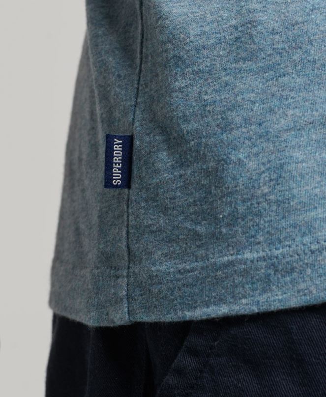 Superdry облекло N00H1482 син мъже Винтидж елек с лого от органичен памук
