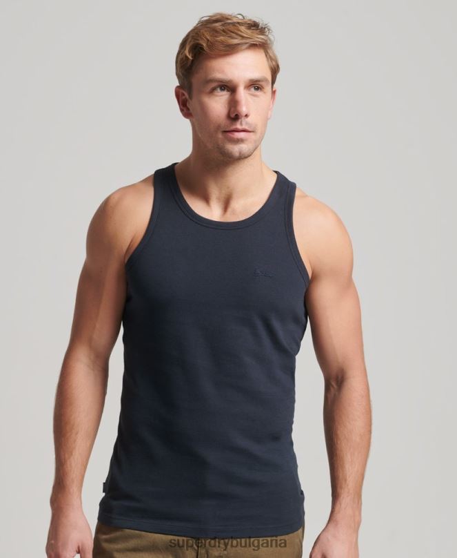 Superdry облекло N00H1487 военноморски флот мъже Винтидж елек с лого от органичен памук