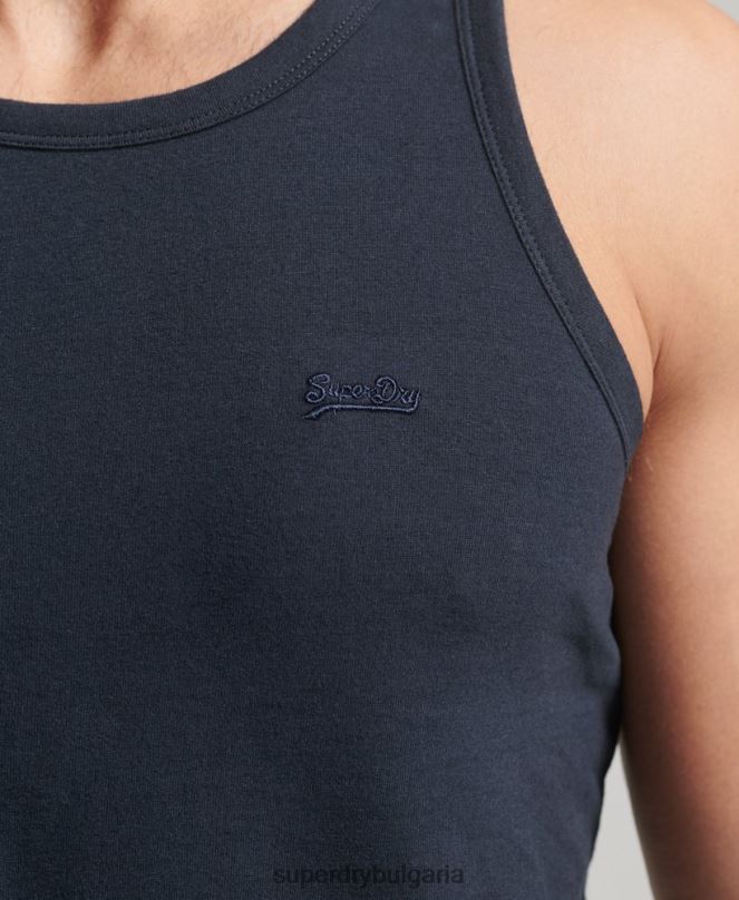 Superdry облекло N00H1487 военноморски флот мъже Винтидж елек с лого от органичен памук