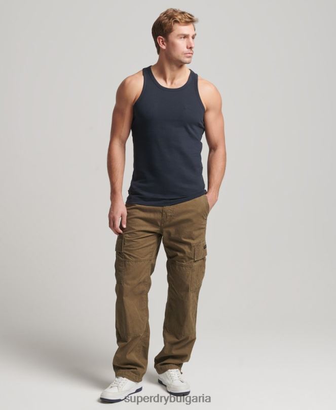 Superdry облекло N00H1487 военноморски флот мъже Винтидж елек с лого от органичен памук