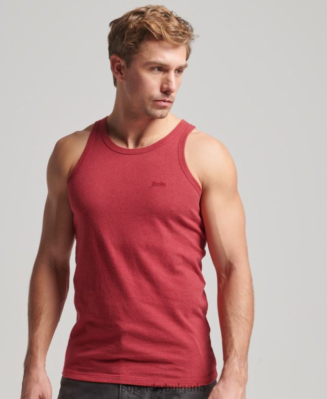 Superdry облекло N00H1490 червен мъже Винтидж елек с лого от органичен памук