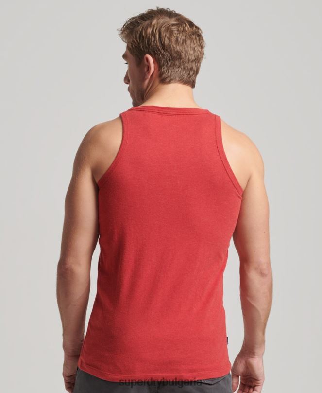 Superdry облекло N00H1490 червен мъже Винтидж елек с лого от органичен памук