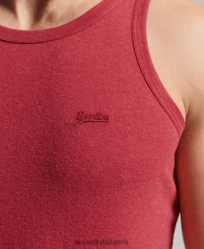Superdry облекло N00H1490 червен мъже Винтидж елек с лого от органичен памук