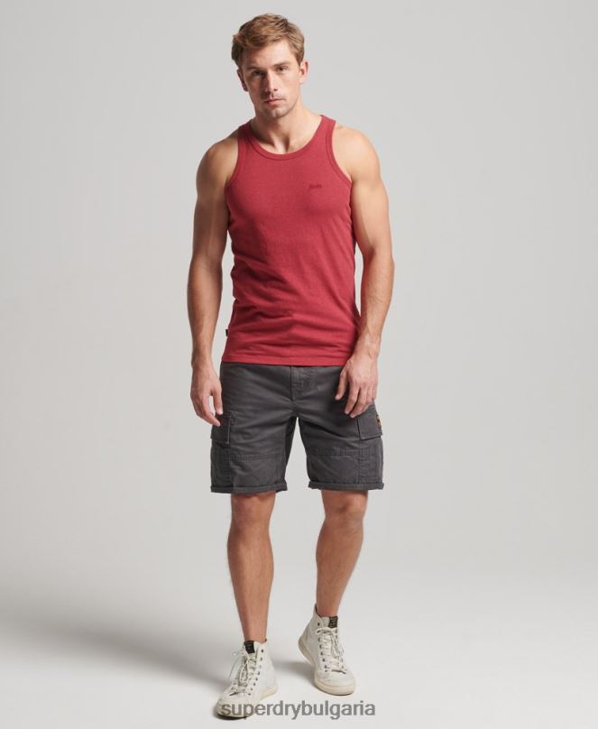 Superdry облекло N00H1490 червен мъже Винтидж елек с лого от органичен памук