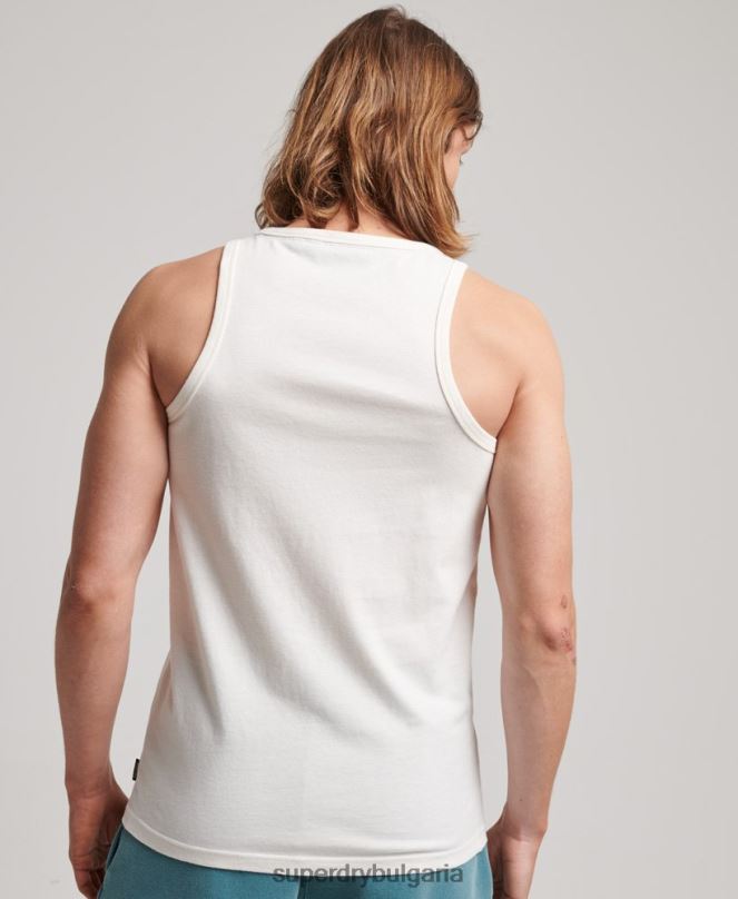 Superdry облекло N00H1491 бяло мъже елек кали с ретро лого